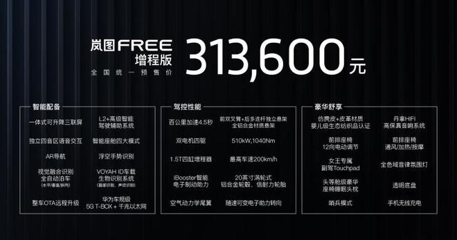 岚图FREE正式开启预售 31.36-33.36万元