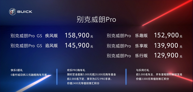 上汽通用别克威朗Pro/Pro GS售价12.99-15.89万元上市