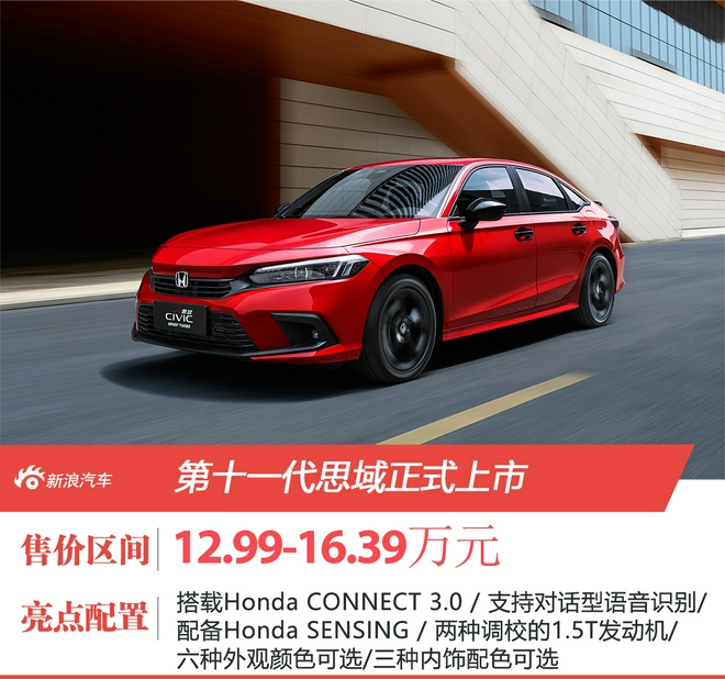 第十一代思域 售12.99-16.39万元上市