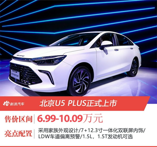 北京U5 PLUS售6.99-10.09万元上市