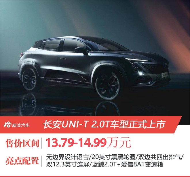 长安UNI-T 2.0T车型 售13.79-14.99万元上市