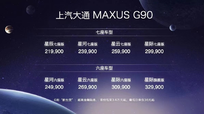 上汽大通MAXUS G90售21.99-32.99万元上市