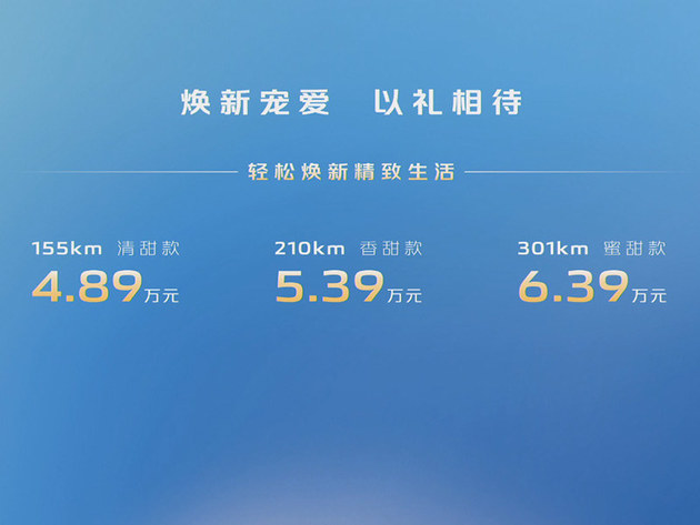 长安Lumin配10.25英寸中控屏售4.89-6.39万元