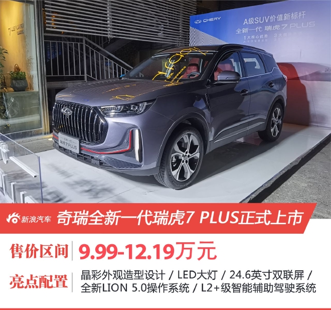 奇瑞全新一代瑞虎7 PLUS售9.99-12.19万元上市