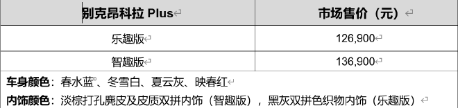 别克昂科拉PLUS售12.69-13.69万元上市