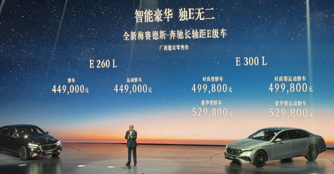奔驰全新长轴距E级车售44.90-52.98万元 上市